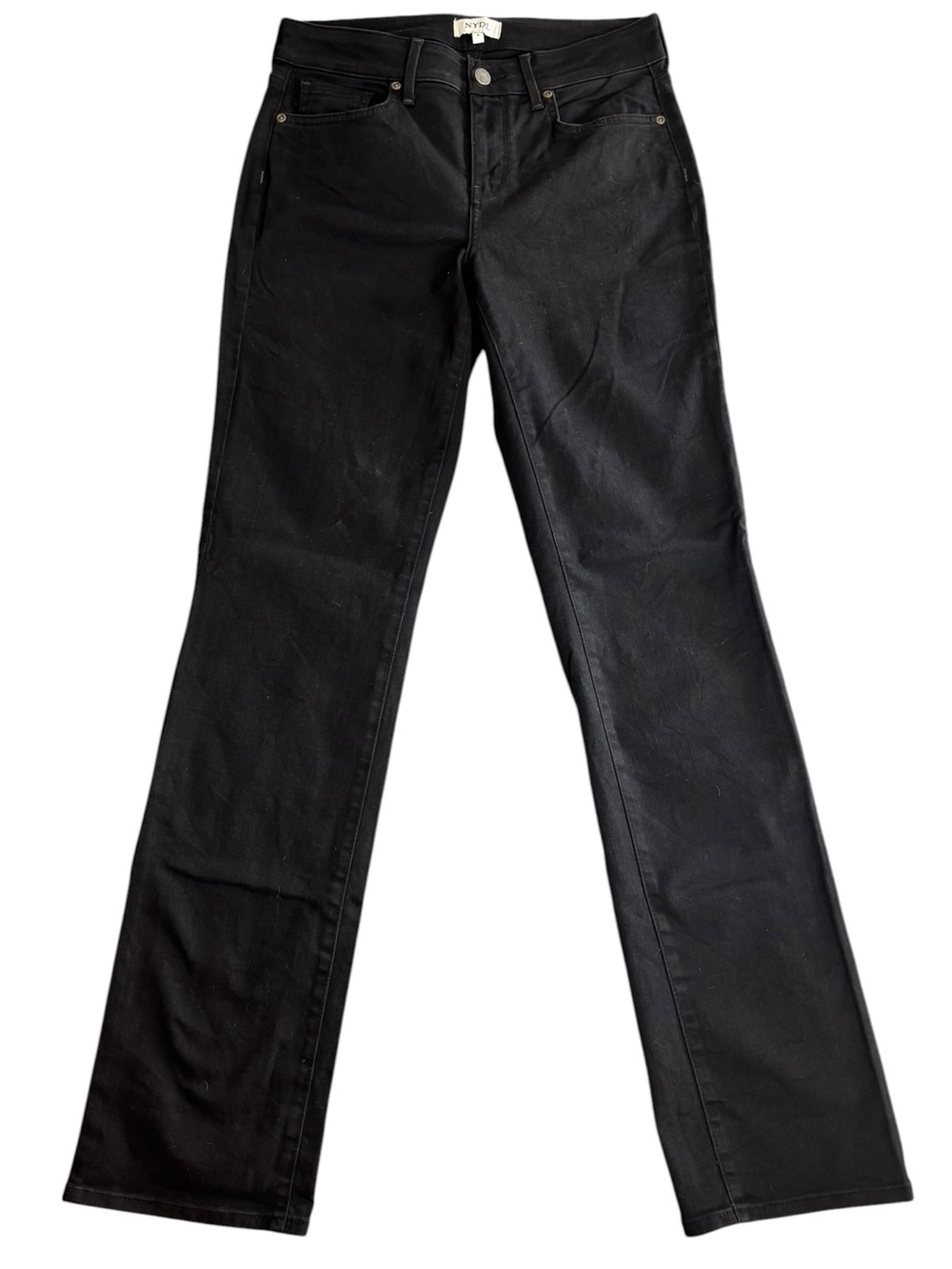 NYDJ Tummy Control Straight Leg Stretch Denim Black Size 4 Style MBDMMS2829